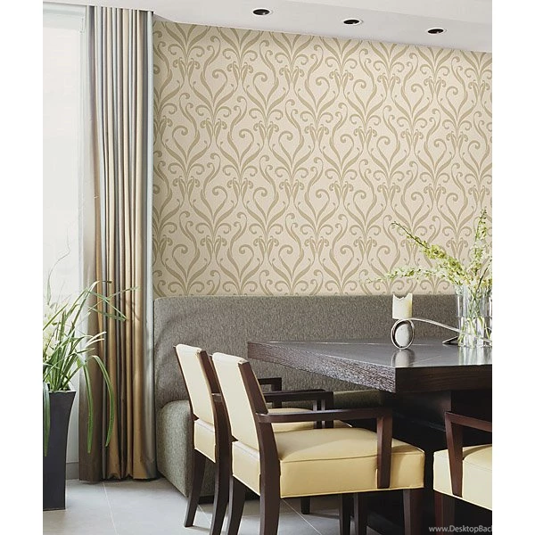 62 65852 Taupe Swirl Modern Damask Medusa Kenneth James Wallpapers