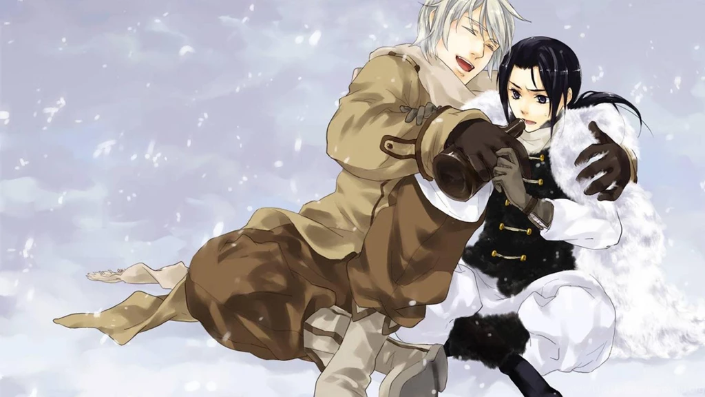 Snow China Russia Alcohol Outdoors Anime Black Hair White Hair ...
