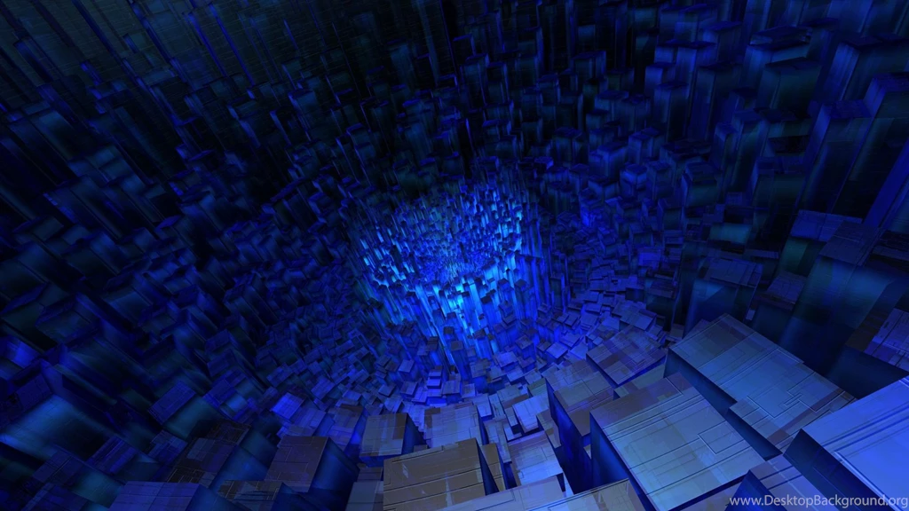 3D Blue Cube Tunnel Wallpapers
