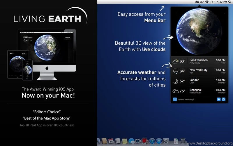 Living Earth Desktop Weather & World Clock On The Mac App Store