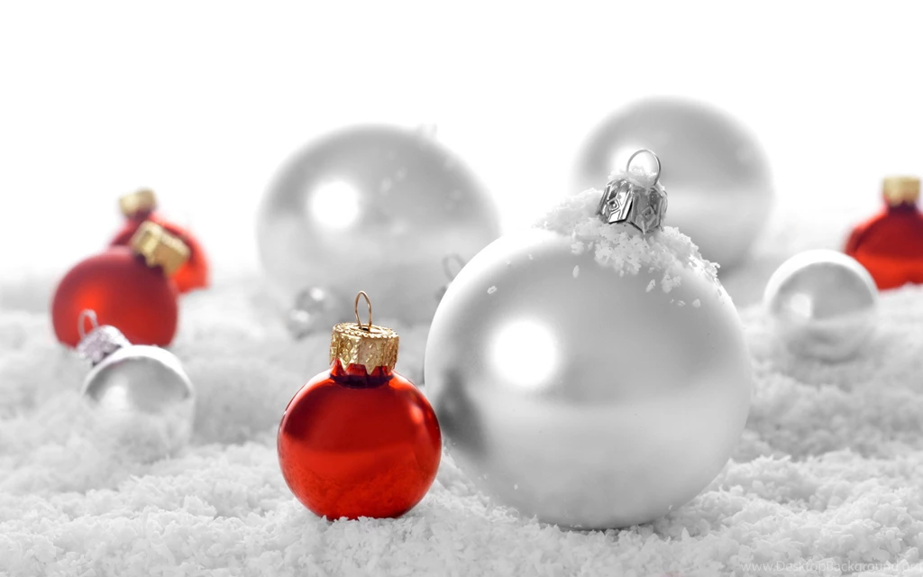 Christmas And Happy New Year Red And White Christmas Balls ...