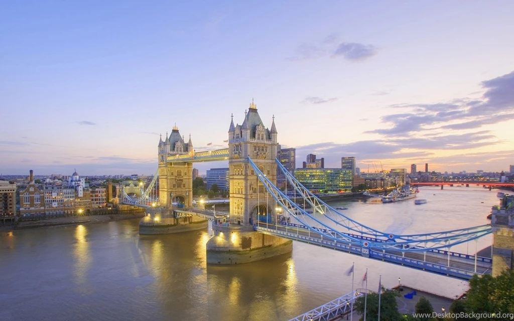 Britain, River Thames And Tower Bridge At Dusk, London, England ...
