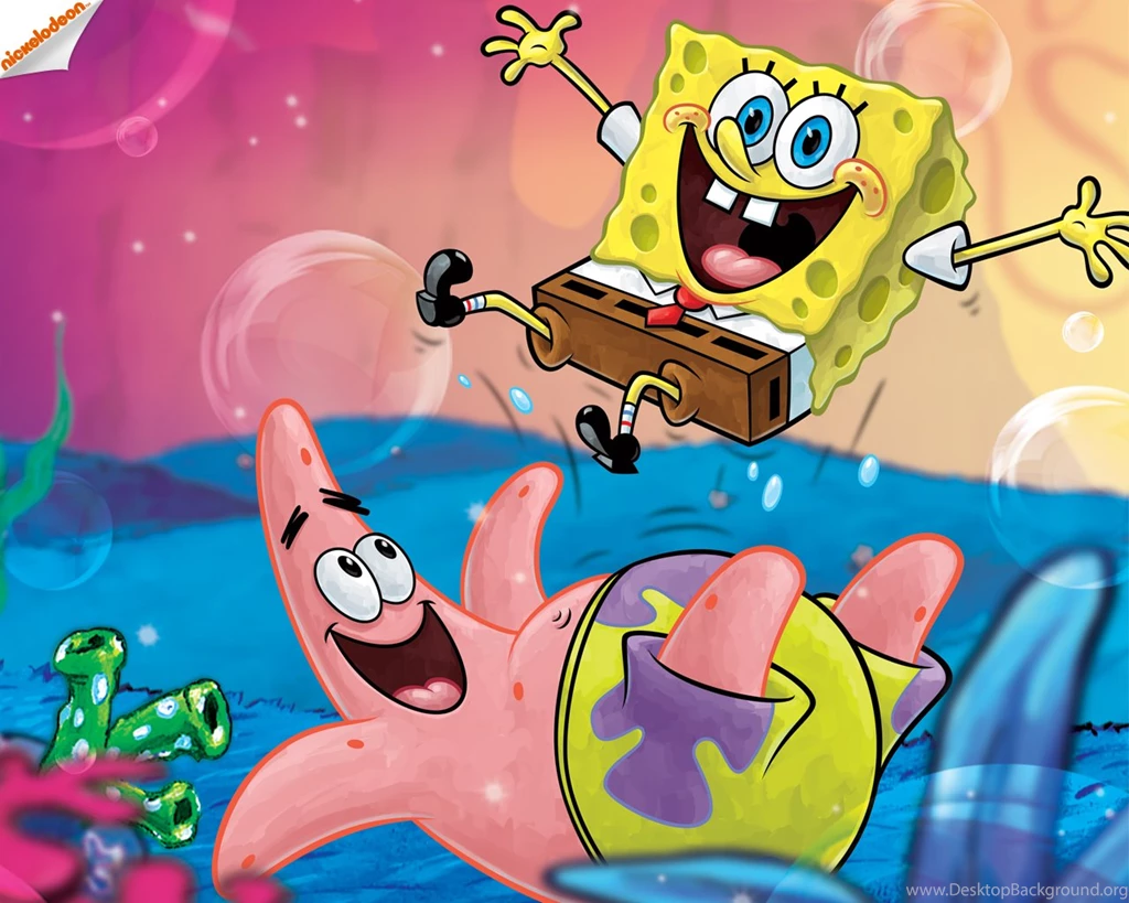 Spongebob Squarepants Adn Patrick Jump Wallpap Desktop Background