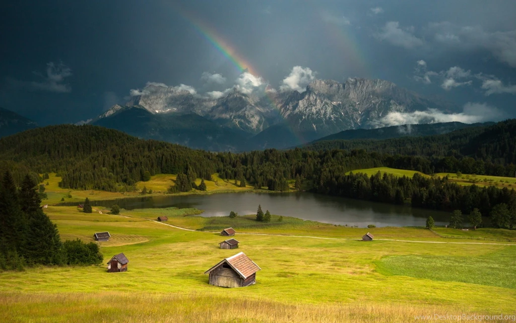 Mountains Landscape Nature Mountain Rainbow Rain Rustic Farm ...