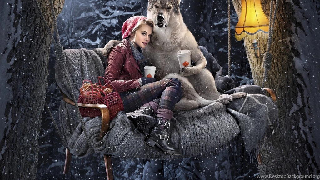 Wolf Drinking Coffee With Little Red Riding Hood Wallpapers And ...