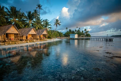 Beach Huts 4K Wallpapers