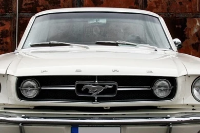 640x960 White Vintage Ford Mustang Front Iphone 4 Wallpapers