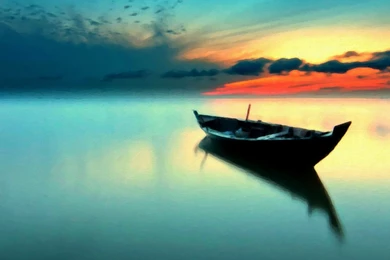 IWallpapers Painted Art Boat On The Sea Wallpapers