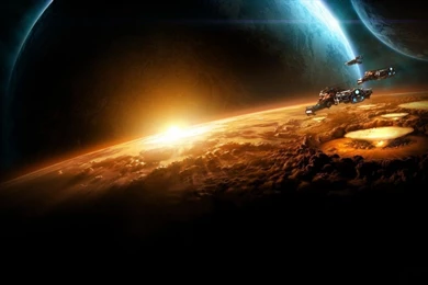 Download Wallpapers 1366x768 Starcraft, Planet, Sun, Earth, Space ...