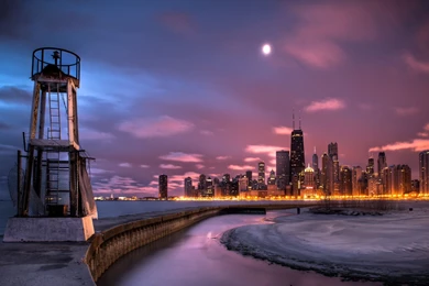 Chicago Skyline Sunrise Wallpapers