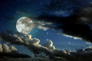 Blue Moon Full moon in the starry sky photography hd wallpapers ...