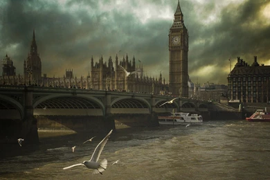 Dramatic Big Ben And Seagulls In London England 1920x1200.jpg
