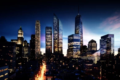 HD Backgrounds City Night Light Skyscrapers Windows Wallpapers ...