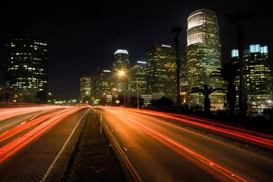 City Night Lights Road Angeles Hd Wallpapers