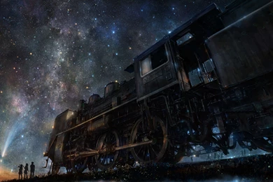 Download Wallpapers 3840x2400 Iy Tujiki, Art, Night, Train, Anime ...