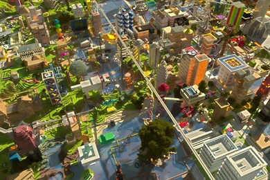 Download Wallpapers 2560x1440 Minecraft, City, Houses, Sunlight ...