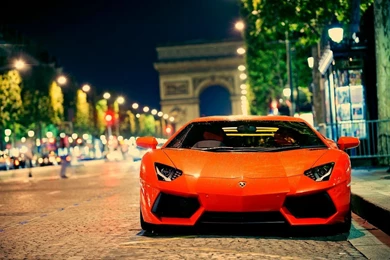 Hot Orange Lamborghini Parking Wallpapers