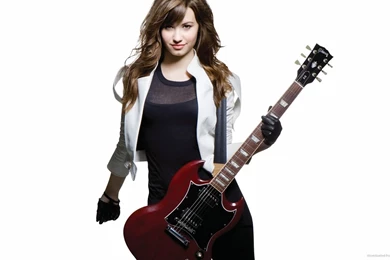 Download 1920x1080 Demi Lovato With Red Guitar Wallpapers