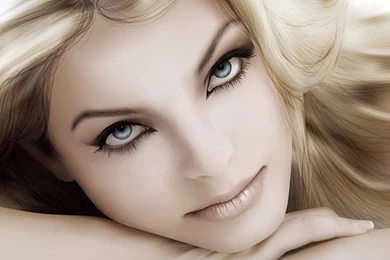 Download Wallpapers 1920x1080 Girl, Face, Eyes, Blonde Hair, Weird ...