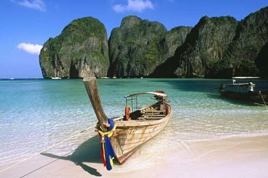 A Boat On The Beach In Summer Wallpapers