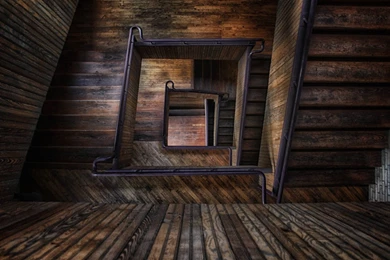 Spiral Wooden Abandoned Staircase HD Wallpapers