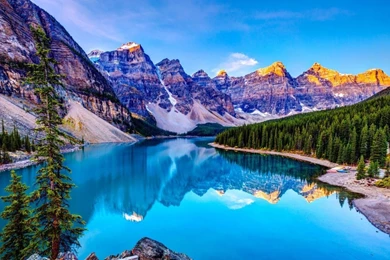 Download HD Mountains Sky Blue Lake Reflection Clouds Wallpapers ...