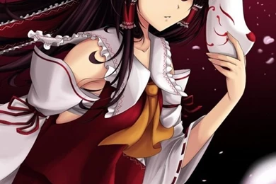 Download Wallpapers 640x960 Anime, Girl, Mask, Gown, Sakura, Petals ...