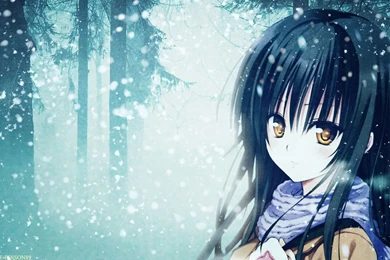 1440x900 Snow, Forest, Snow, Girl, Anime, Scarf, Kotegawa Yui, To ...