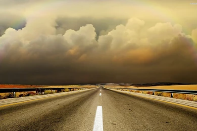 Cloudy Road In The Field Wallpapers