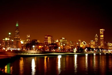 Chicago Skyline At Night Invitation Templates