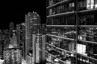 Chicago Skyline Black And White Wallpaper.