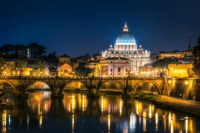 Italy Temples Rivers Bridges Vatican City Rome Night Cities ...