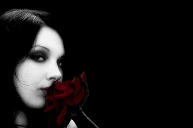 Goth Girl With A Red Rose Wallpapers Digital Art Wallpapers