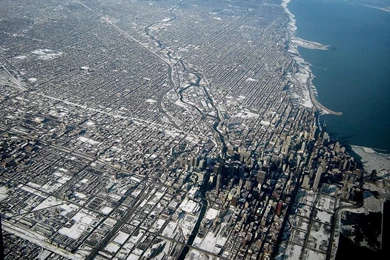 Aerial View Downtown Chicago
