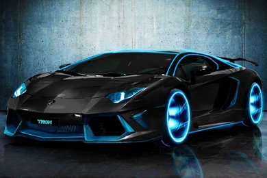 Luxury Car Lamborghini Tron Aventador Black HD Wallpapers