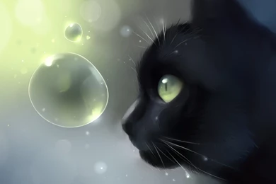 Artwork, Manga Anime Wallpaper, Kitty, Cat, Bubble, Drawing Art