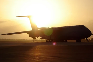 Lockheed C 5 Galaxy On The Runway At Sunset 1920x1200 Full HD ...