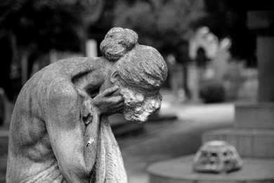 Statue Cry Sad B W Mood Cemetery Wallpapers