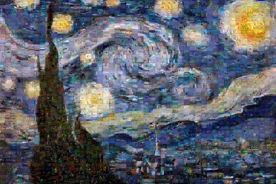 A Starry Night Van Gogh Art Free Photographic Mosaic Wallpapers