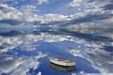 Boat And Clouds Reflecting On Ocean Bar Harbor Maine HD Desktop ...