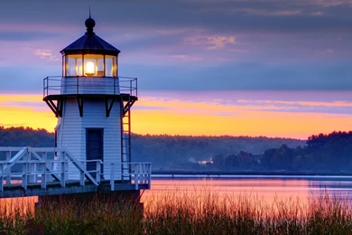 Doubling Point Light, Maine Widescreen Wallpapers