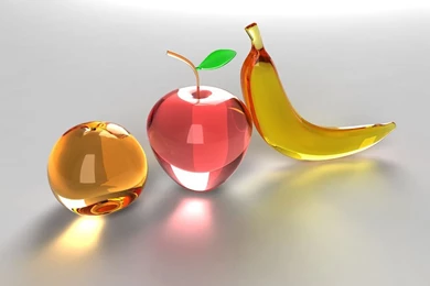 3D Apple Orange & Banana Wallpapers