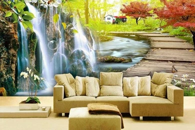 Custom Made Waterfall Photo Wallpapers 3d Wallpapers For Living Room ...