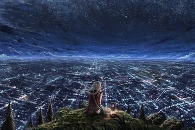 Women, Starry Night, Animation Wallpapers HD