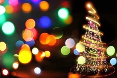 Download Wallpapers 3840x2400 Tree, Holiday, Colorful, Flashing ...