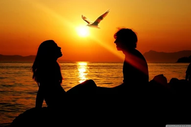 Romantic Couple Sunset HD Desktop Wallpapers : Widescreen : High ...