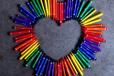 Heart With Rainbow Crayons Flikie Wallpapers
