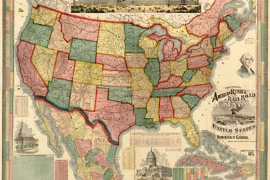 United States 1875 Wall Map Mural
