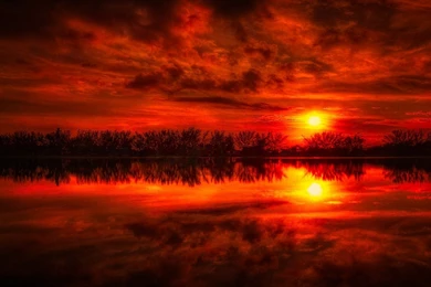 1920x1080 Fire Red Sunset Reflection Sea Desktop PC And Mac Wallpapers