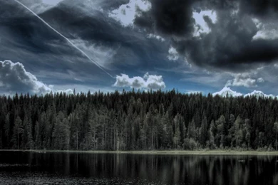 Woods Clouds Nature Stormy River Or Lake HD Wallpapers Wallpapers ...